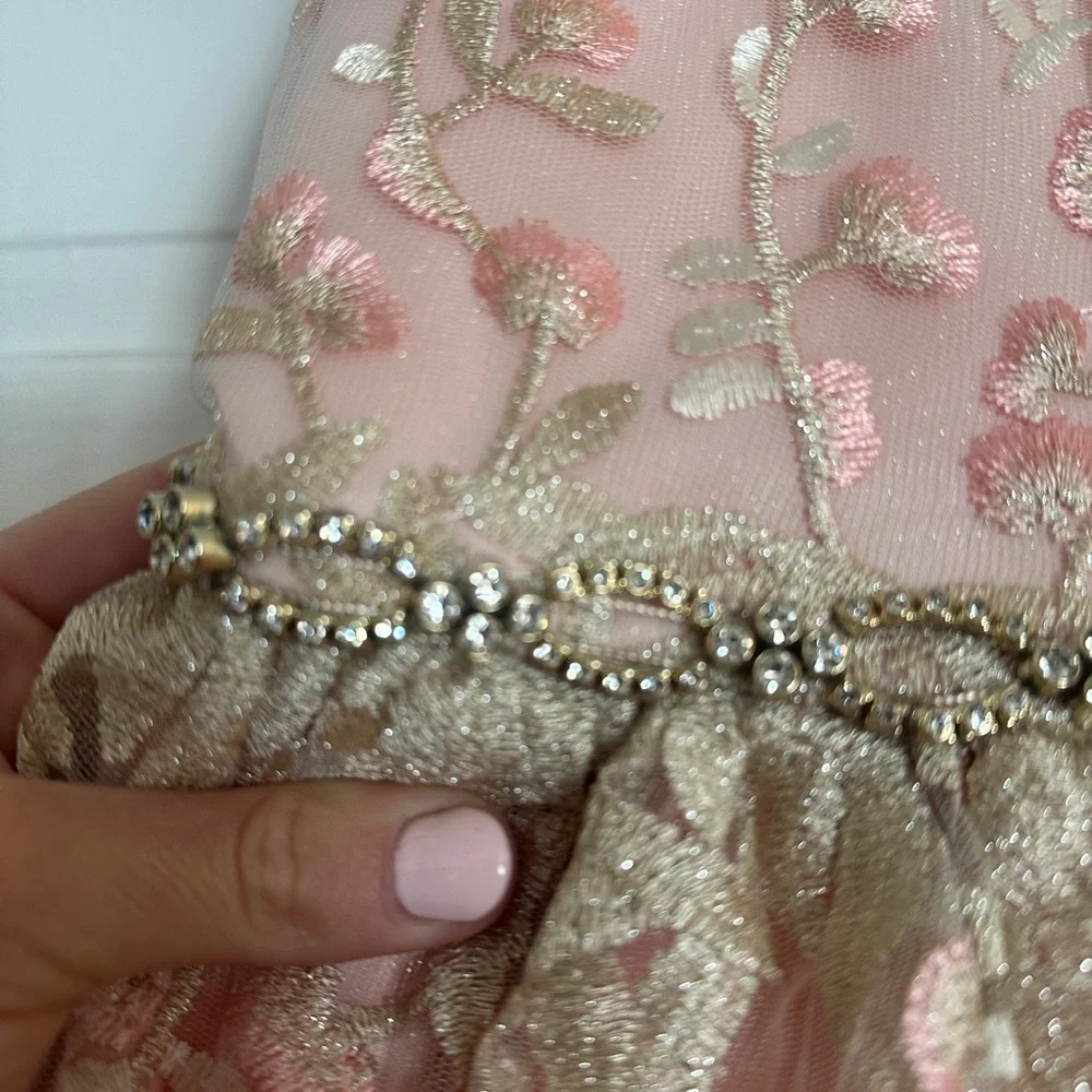 Pink Embellished Tiered Gown for Weddings